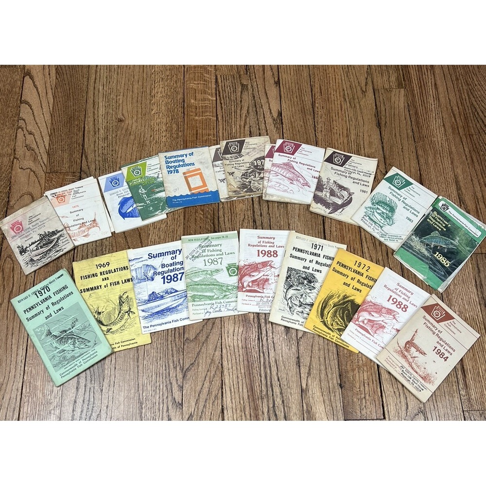 Vintage Pennsylvania Fishing Regulations Summary of Fish Laws Booklet Lot Of 22